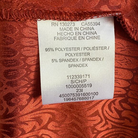 Wrangler Retro Shine Smoked Bodice Dress - orange - rust - silky - midi - size S - Picture 10 of 14